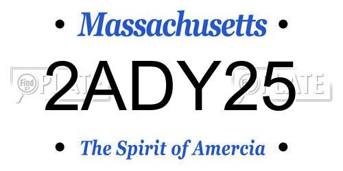 2ADY25 Massachusetts License Plate