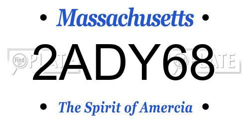 2ADY68 Massachusetts License Plate