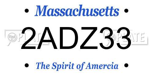 2ADZ33 Massachusetts License Plate
