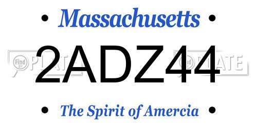 2ADZ44 Massachusetts License Plate