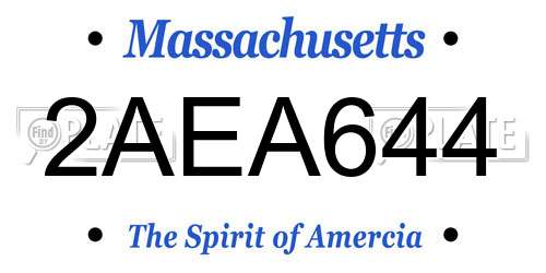 2AEA644 Massachusetts License Plate