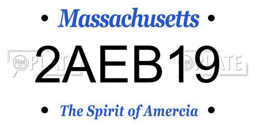 2AEB19 Massachusetts License Plate