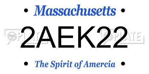 2AEK22 Massachusetts License Plate