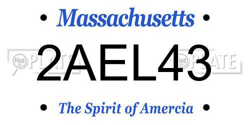 2AEL43 Massachusetts License Plate