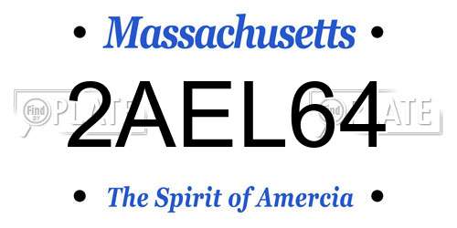 2AEL64 Massachusetts License Plate