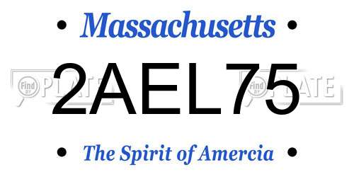 2AEL75 Massachusetts License Plate
