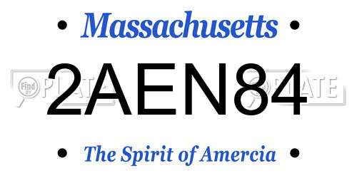 2AEN84 Massachusetts License Plate