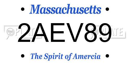 2AEV89 Massachusetts License Plate