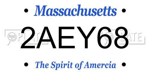 2AEY68 Massachusetts License Plate