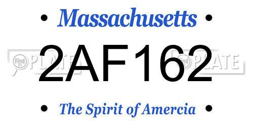 2AF162 Massachusetts License Plate