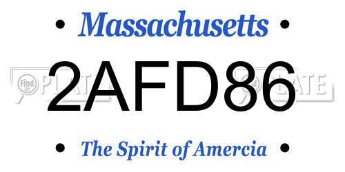 2AFD86 Massachusetts License Plate