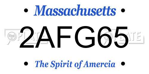 2AFG65 Massachusetts License Plate