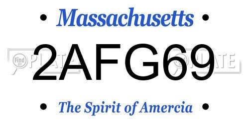 2AFG69 Massachusetts License Plate