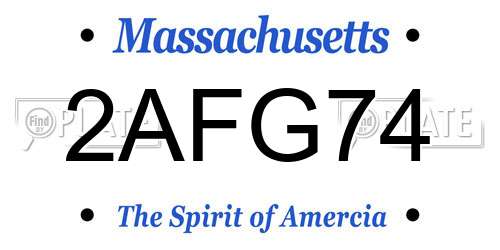 2AFG74 Massachusetts License Plate