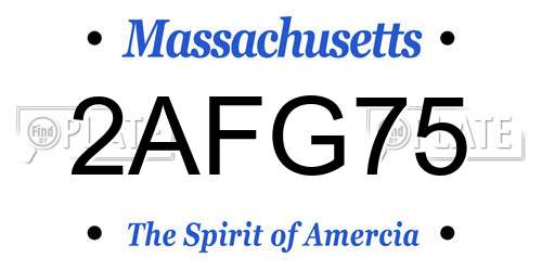 2AFG75 Massachusetts License Plate