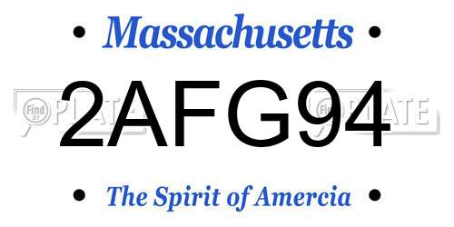 2AFG94 Massachusetts License Plate