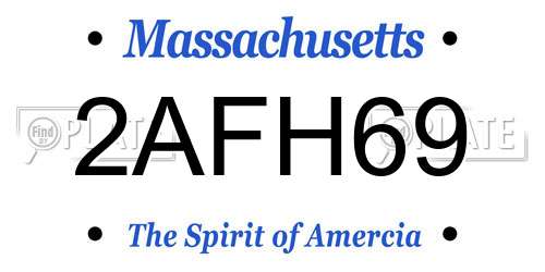 2AFH69 Massachusetts License Plate