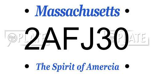 2AFJ30 Massachusetts License Plate