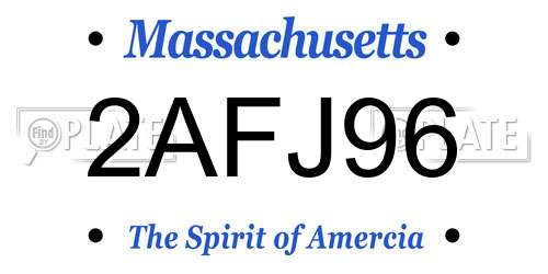 2AFJ96 Massachusetts License Plate