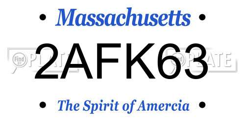2AFK63 Massachusetts License Plate