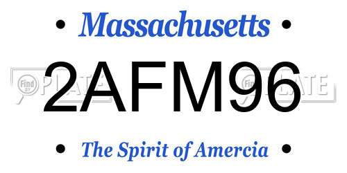 2AFM96 Massachusetts License Plate