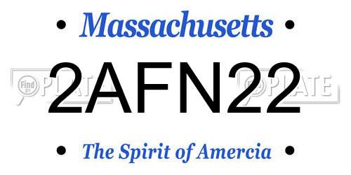 2AFN22 Massachusetts License Plate