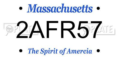 2AFR57 Massachusetts License Plate