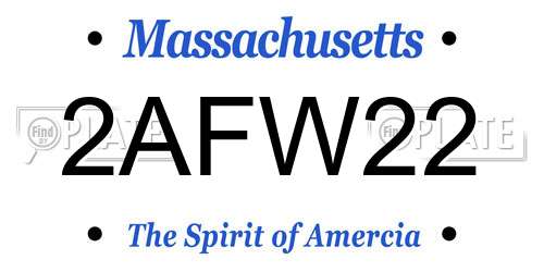 2AFW22 Massachusetts License Plate