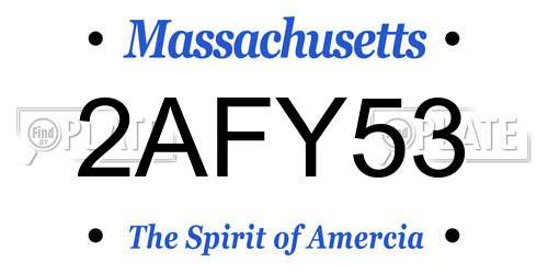 2AFY53 Massachusetts License Plate