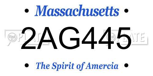 2AG445 Massachusetts License Plate