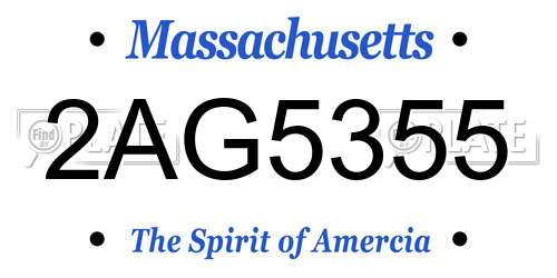 2AG5355 Massachusetts License Plate