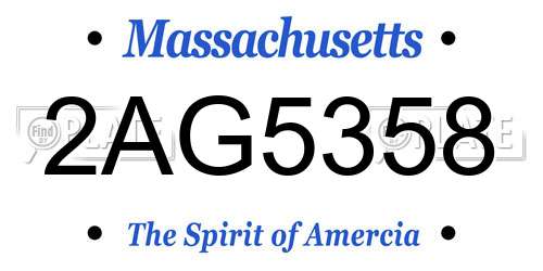 2AG5358 Massachusetts License Plate