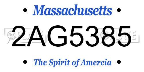 2AG5385 Massachusetts License Plate
