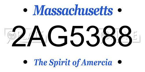 2AG5388 Massachusetts License Plate