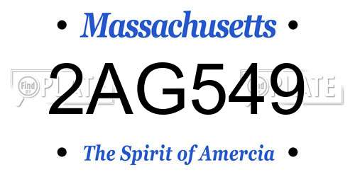 2AG549 Massachusetts License Plate