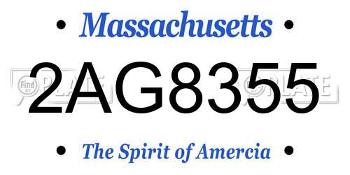2AG8355 Massachusetts License Plate
