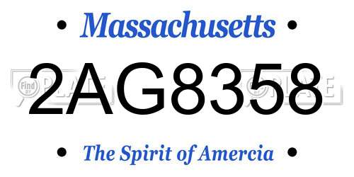 2AG8358 Massachusetts License Plate