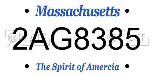 2AG8385 Massachusetts License Plate