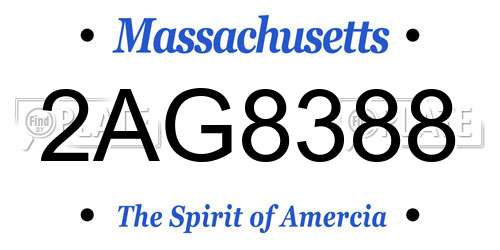 2AG8388 Massachusetts License Plate