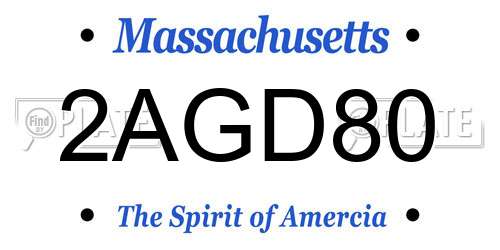 2AGD80 Massachusetts License Plate