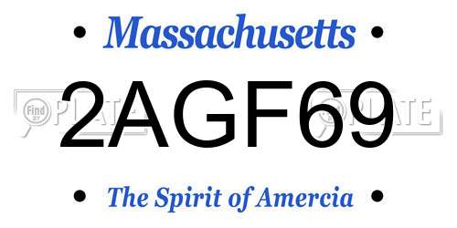 2AGF69 Massachusetts License Plate