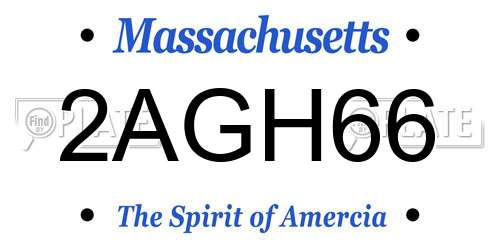 2AGH66 Massachusetts License Plate