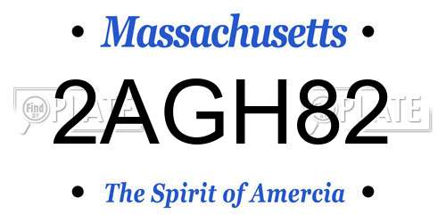 2AGH82 Massachusetts License Plate
