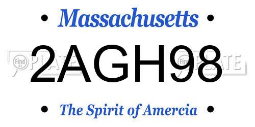 2AGH98 Massachusetts License Plate