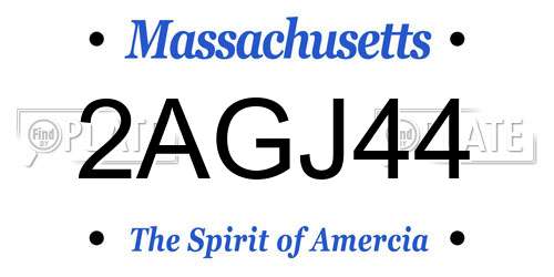 2AGJ44 Massachusetts License Plate