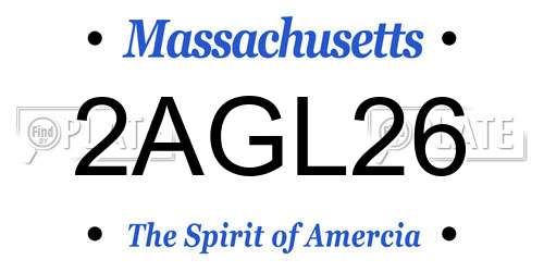 2AGL26 Massachusetts License Plate