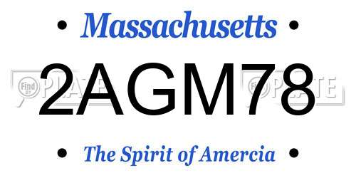 2AGM78 Massachusetts License Plate