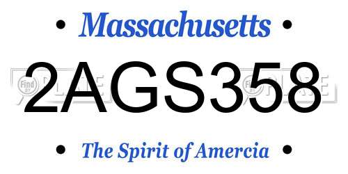 2AGS358 Massachusetts License Plate