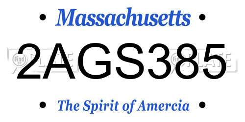 2AGS385 Massachusetts License Plate