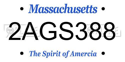 2AGS388 Massachusetts License Plate